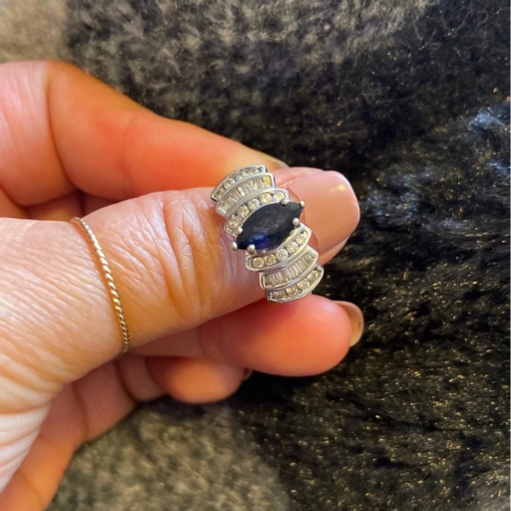 14k Genuine Sapphire and Diamond Ring